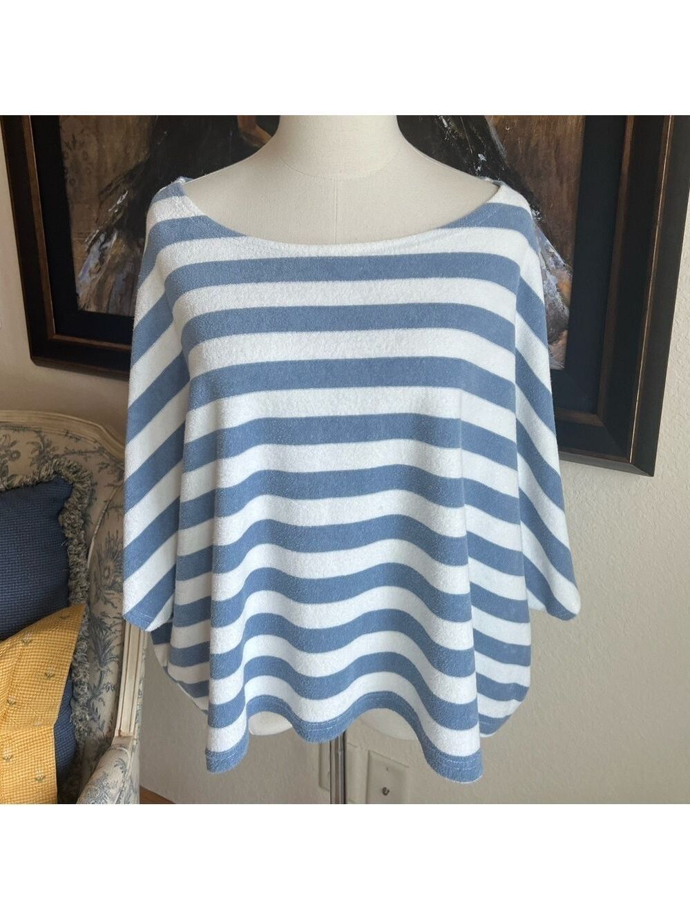 NWOT Mer Sea Blue White Terry Top OS